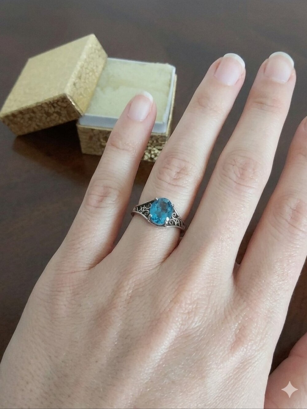 WOMEN'S  STERLING SILVER‎ TURQUOISE STONE RING SIZE 7.5